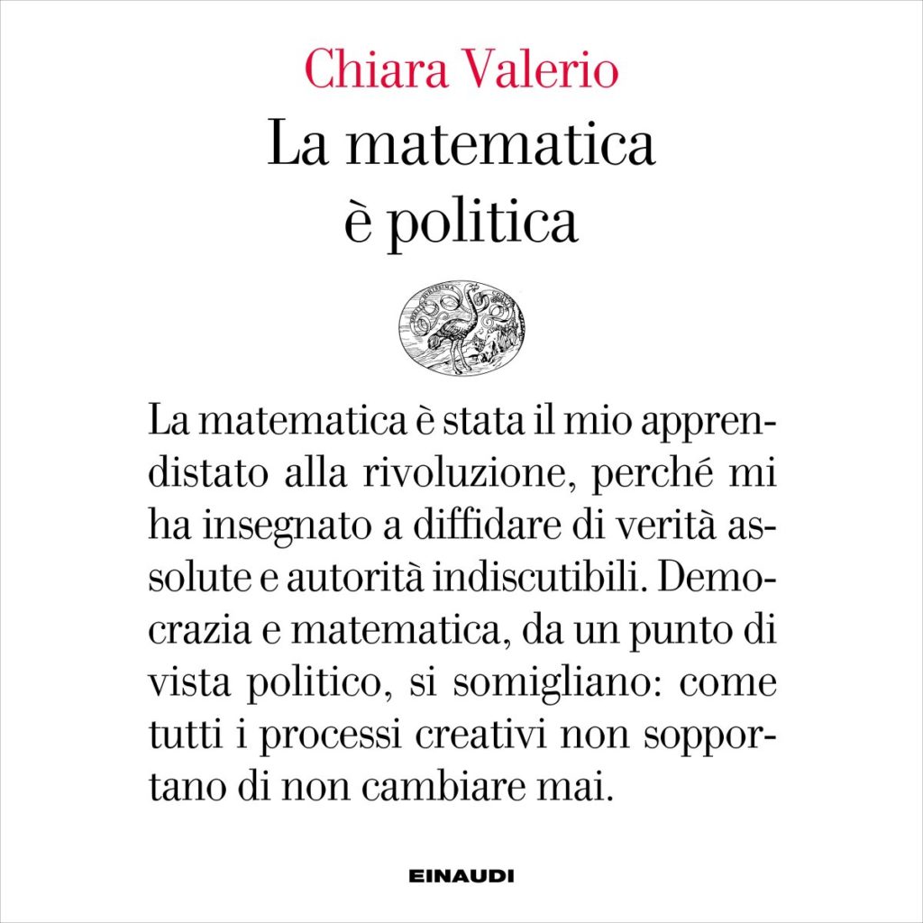 Copertina del libro La matematica è politica di Chiara Valerio