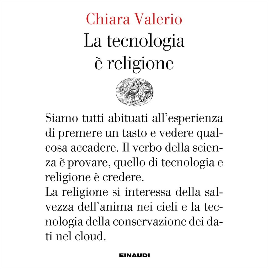 Copertina del libro La tecnologia è religione di Chiara Valerio